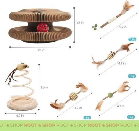 Kitty Kurlz Cat Toy Interactive Cardboard Scratcher, Spiral Tower, Feather Balls – Flexible Curl Play Toy for Cats in Saudi Arabia