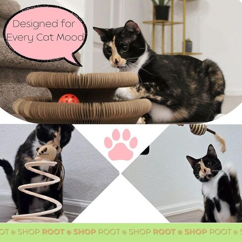 Kitty Kurlz Cat Toy Interactive Cardboard Scratcher, Spiral Tower, Feather Balls – Flexible Curl Play Toy for Cats in Saudi Arabia