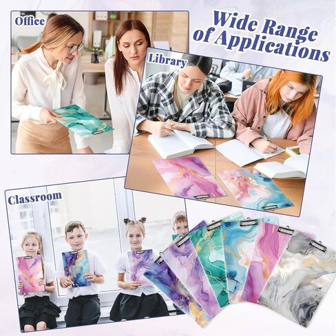 6 Pack 12.5 x 9 Inch Clipboards for Teacher Plastic Clipboards Back to School Clipboard with Clip A4 Letter Size Hardboard Clipboard for Office Supplies Nursing Essentials Must Haves (Marble Design) in Saudi Arabia