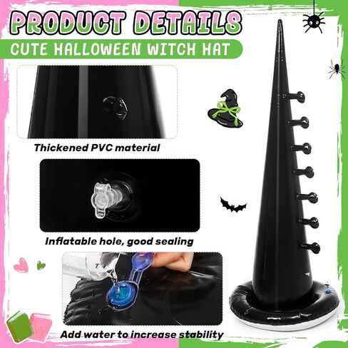 Inflatable Limbo Witch Hat Game Halloween Party Carnival Game Trick or Treat Party Decor Vacations Indoor Outdoor Fun Inflatable Halloween Backyard Games for Teens Adult in Saudi Arabia