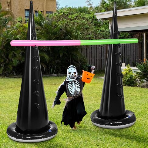 Inflatable Limbo Witch Hat Game Halloween Party Carnival Game Trick or Treat Party Decor Vacations Indoor Outdoor Fun Inflatable Halloween Backyard Games for Teens Adult in Saudi Arabia