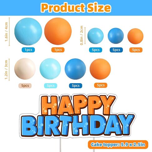 Balls Cake Toppers Blue Orange Birthday Cake Decorations for Baby Shower Birthday Cake Decorating (blue dog) in Saudi Arabia