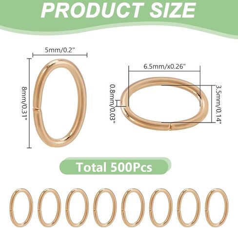 arricraft 500Pcs 8x5mm Real 18K Gold Plated Open Oval Jump Rings, Stainless Steel Connector Rings Jewelry DIY Findings for Bracelet Necklace Making in Saudi Arabia
