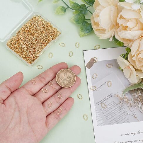arricraft 500Pcs 8x5mm Real 18K Gold Plated Open Oval Jump Rings, Stainless Steel Connector Rings Jewelry DIY Findings for Bracelet Necklace Making in Saudi Arabia