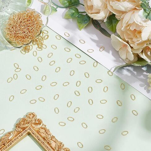 arricraft 500Pcs 8x5mm Real 18K Gold Plated Open Oval Jump Rings, Stainless Steel Connector Rings Jewelry DIY Findings for Bracelet Necklace Making in Saudi Arabia