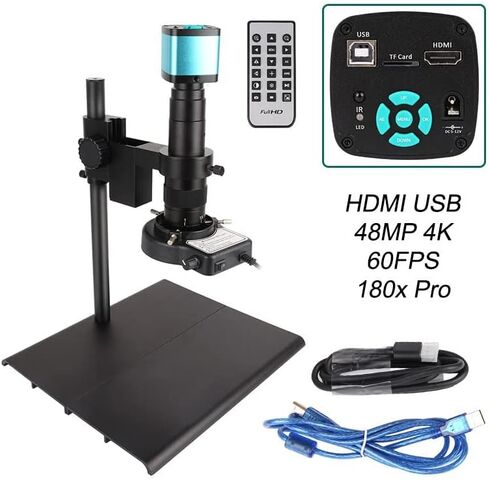 مجموعة المجهر الرقمي المجهر الرقمي المجهر أحادي المجموعة 180X/130X C-MOUNT 13MP/38MP/48MP 4K HDMI USB CAMPY MORSOGSE in Saudi Arabia