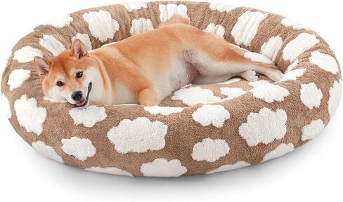 Joejoy Donut Dog Bed Dog متوسطة الحجم ، سرير حيوان أليف مهدئ لطيف مع غطاء قابل للغسل قابل للغسل ، سرير جرو العظام مع Jacquard أشعث أفخم وغير متزلج قاع in Saudi Arabia