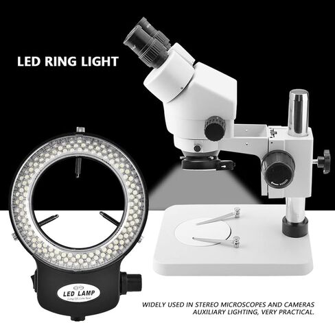 AUNMAS Light Microscope LED Light, Adjustable 144 LED Camera Lamp for Lab Stereo Microscopes Camera Mini Lathe (White) in Saudi Arabia