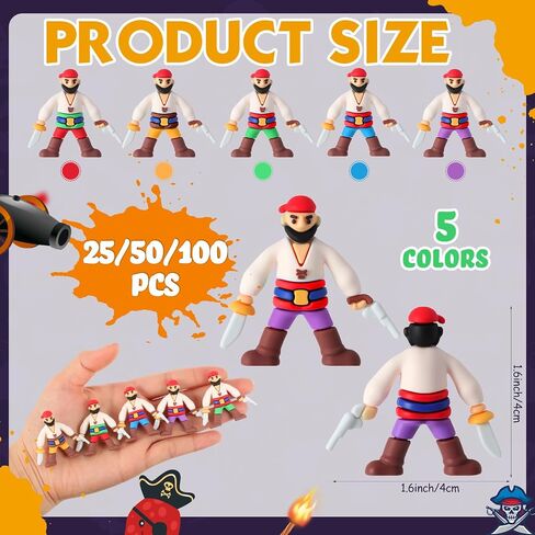 Wesiti 100 Pcs Mini Pirate Figurines Small Pirate Toys for Halloween Adventure Themed Party Decorations Cake Toppers Party Favors Goody Bag Stuffers Piñata Fillers Gift Prize Landscape DIY in Saudi Arabia