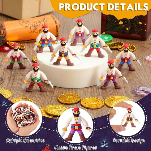 Wesiti 100 Pcs Mini Pirate Figurines Small Pirate Toys for Halloween Adventure Themed Party Decorations Cake Toppers Party Favors Goody Bag Stuffers Piñata Fillers Gift Prize Landscape DIY in Saudi Arabia