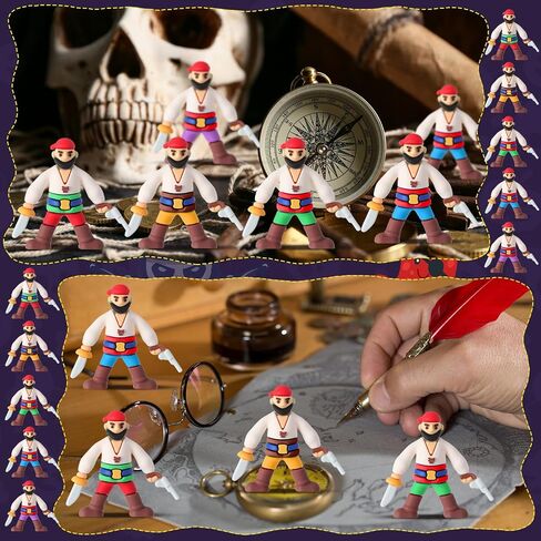 Wesiti 100 Pcs Mini Pirate Figurines Small Pirate Toys for Halloween Adventure Themed Party Decorations Cake Toppers Party Favors Goody Bag Stuffers Piñata Fillers Gift Prize Landscape DIY in Saudi Arabia