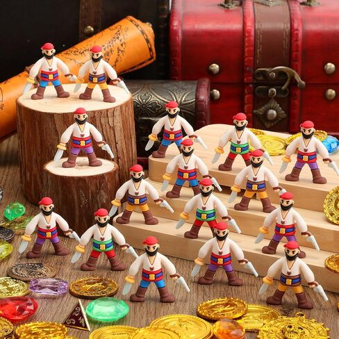 Wesiti 100 Pcs Mini Pirate Figurines Small Pirate Toys for Halloween Adventure Themed Party Decorations Cake Toppers Party Favors Goody Bag Stuffers Piñata Fillers Gift Prize Landscape DIY in Saudi Arabia
