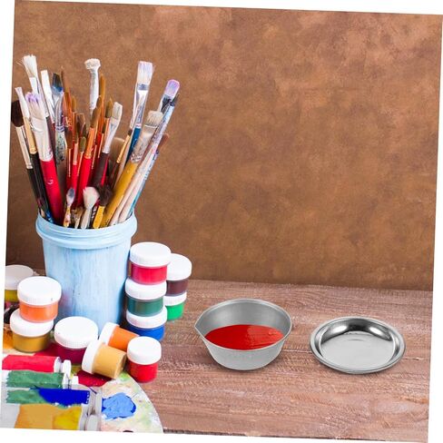 1Set Iron Paint Mixing Trays with Spout Round Palette for Artists Pigment Mixing Bowls for Scale Model Painting Easy to Clean and Maintain in Saudi Arabia