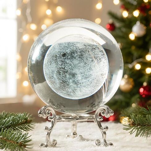 H&D HYALINE & DORA 60mm(2.3inch) Moon Crystal Ball Paperweight 3D Laser Engraved Quartz Glass Ball with Stand Sphere Table Decor Crafts in Kuwait