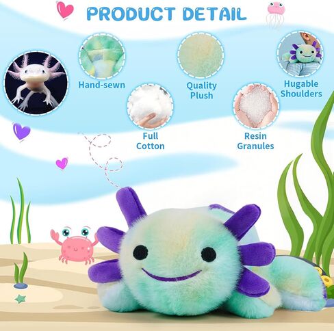 لعبة Poxolotl Plush ، ناعم لطيف AXOLOTL محشو القطن ، وسادة الفخامة كاواي سالاماندر للحيوان للبنين فتيات هدية. (الأرجواني المختلط) in Kuwait
