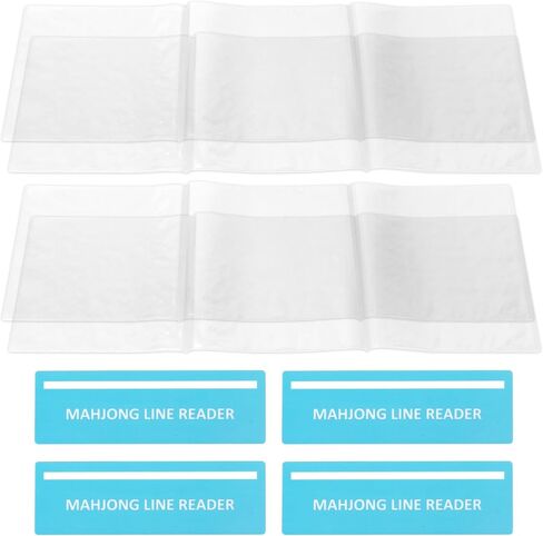 Boxob 4 PCS حماة بطاقة Mahjong و 4 PCS Line Binder Reader ، غطاء محول Tri-Fold Tri-Fold With With Clear Dide Marker Mah Jong Holder Case متوافق مع بطاقة كبيرة للاعبين للاعبين in Kuwait