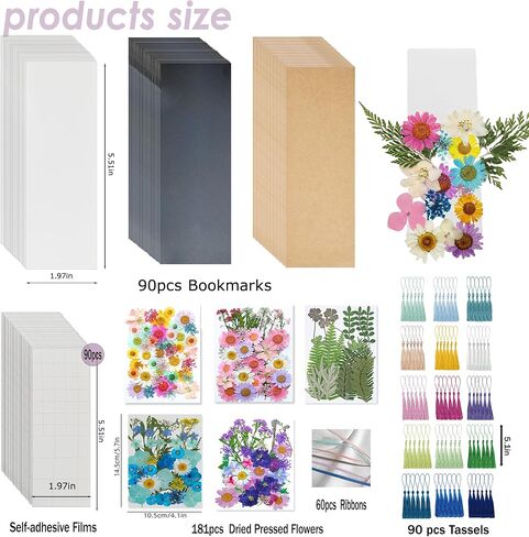 Bakayoyo 511 PCS DIY DRIED FLOWERS BOKERMAND MATING MOKED ، DIY Paper Book Mark Supplies Bulk Craft لمحبي الكتب ، قراءة النساء ، الفصل الدراسي والهدايا المثالية للطلاب للطلاب الأصدقاء in Saudi Arabia