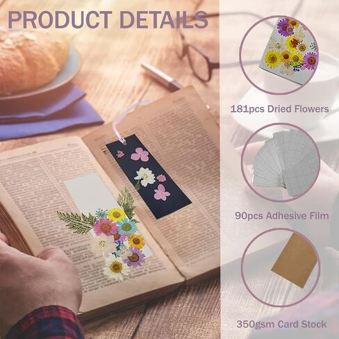 Bakayoyo 511 PCS DIY DRIED FLOWERS BOKERMAND MATING MOKED ، DIY Paper Book Mark Supplies Bulk Craft لمحبي الكتب ، قراءة النساء ، الفصل الدراسي والهدايا المثالية للطلاب للطلاب الأصدقاء in Saudi Arabia