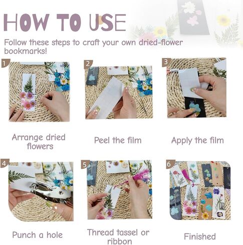 Bakayoyo 511 PCS DIY DRIED FLOWERS BOKERMAND MATING MOKED ، DIY Paper Book Mark Supplies Bulk Craft لمحبي الكتب ، قراءة النساء ، الفصل الدراسي والهدايا المثالية للطلاب للطلاب الأصدقاء in Saudi Arabia