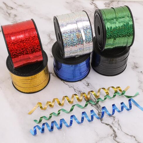 100 ياردة Curling Ribbon-Balloon 6pcs شريط الشريط البالون للفنون والحرفية ، والغلاف الهدايا ، والأشرطة والأقواس لعيد الميلاد هدايا عيد ميلاد جديدة in Kuwait