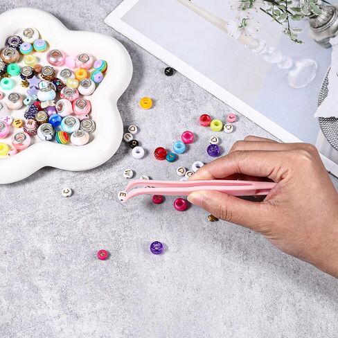euphhonycs 15pcs ملقط بلاستيكي 4.5 بوصة عازمة ملصقات ملصقات قابلة للتصرف لمجوهرات DIY صنع مجوهرات حبات مصنوعة من الخبز ، وردي in Saudi Arabia
