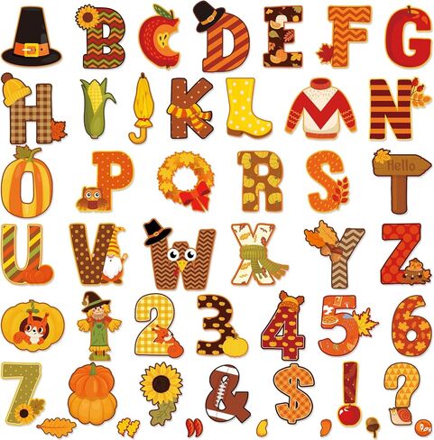 Faccito 176 Pcs Fall Bulletin Board Decorations Letters Numbers Alphabet Autumn Paper Cutouts Punctuation Symbols Combo Set Thanksgiving Classroom Decorations for School Chalkboard Party Teacher in Saudi Arabia
