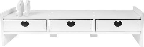 Computer Desk Stand with Drawer, Desktop Monitor Riser with Storage, Laptop Shelf Shelves Organizer for Keyboard Storage (White) in Saudi Arabia