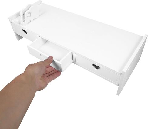 Computer Desk Stand with Drawer, Desktop Monitor Riser with Storage, Laptop Shelf Shelves Organizer for Keyboard Storage (White) in Saudi Arabia