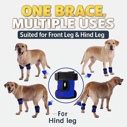 LovinPet Dog Leg Braces, 2 Pack Adjustable Ankle/Hock Wraps for Front & Back Legs, Back Leg Support Brace, Recovery & Mobility Aid, Joint Stability Support, Fits Medium & Large Dogs, Black in Saudi Arabia