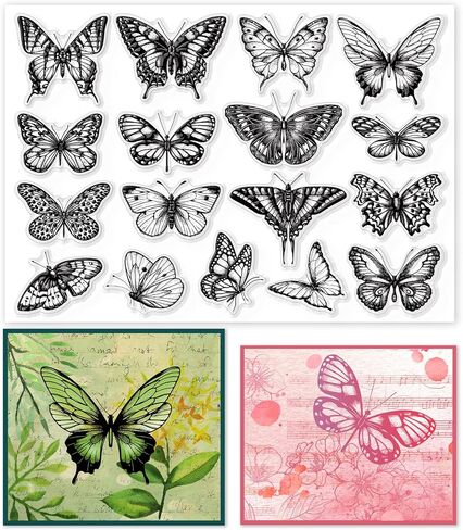 GLOBLELAND Vintage Butterfly Clear Stamps for DIY Scrapbooking Decor Butterfly Specimen Insect Transparent Silicone Stamps for Making Cards Photo Album Decor 11.7x8.3inch in Saudi Arabia