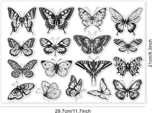 GLOBLELAND Vintage Butterfly Clear Stamps for DIY Scrapbooking Decor Butterfly Specimen Insect Transparent Silicone Stamps for Making Cards Photo Album Decor 11.7x8.3inch in Saudi Arabia