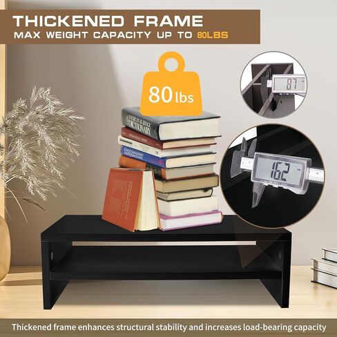 مراقبة حامل حامل ، حامل كمبيوتر ثنائي ، منظمو المكتب والملحقات ، رف سطح المكتب مع تخزين طابعة شاشة التلفزيون (White-18.9inch) in Kuwait