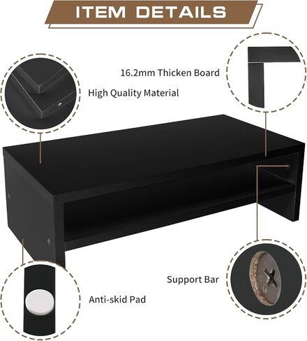 مراقبة حامل حامل ، حامل كمبيوتر ثنائي ، منظمو المكتب والملحقات ، رف سطح المكتب مع تخزين طابعة شاشة التلفزيون (White-18.9inch) in Kuwait