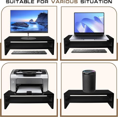 مراقبة حامل حامل ، حامل كمبيوتر ثنائي ، منظمو المكتب والملحقات ، رف سطح المكتب مع تخزين طابعة شاشة التلفزيون (White-18.9inch) in Kuwait