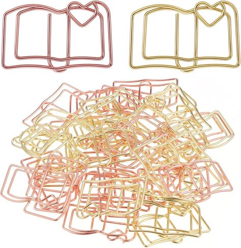 Giantree 40 Book-Shaped Paper Clips, Rose Gold and Gold Cute Papers Clip, Heart-Shaped Fun Paper Clips Metal Bookmarks, Memo Clip Set for Fun Office Supplies School Gifts Wedding Decorations in Saudi Arabia