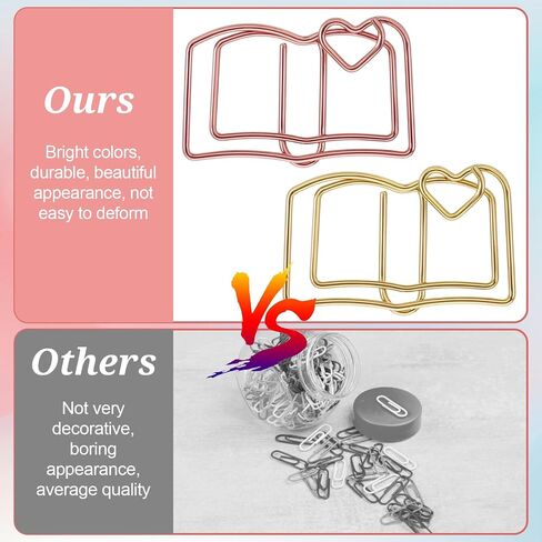 Giantree 40 Book-Shaped Paper Clips, Rose Gold and Gold Cute Papers Clip, Heart-Shaped Fun Paper Clips Metal Bookmarks, Memo Clip Set for Fun Office Supplies School Gifts Wedding Decorations in Saudi Arabia
