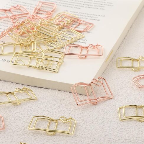 Giantree 40 Book-Shaped Paper Clips, Rose Gold and Gold Cute Papers Clip, Heart-Shaped Fun Paper Clips Metal Bookmarks, Memo Clip Set for Fun Office Supplies School Gifts Wedding Decorations in Saudi Arabia