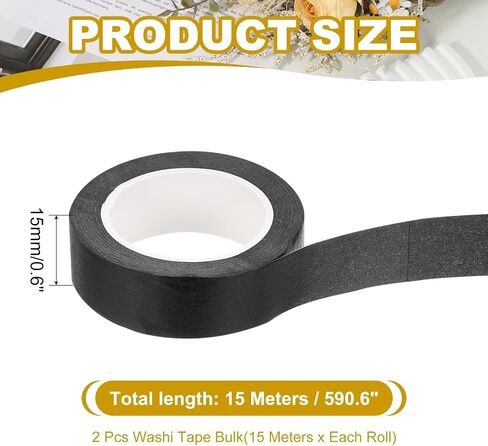 Patikil 33 Yard Washi Tape ، ملصقات زخرفية لاصق ملونة للادة اللاصقة لـ DIY Craft Art Glack Journal Scrapbook Planner ، Black in Saudi Arabia