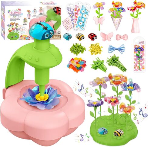 Xikbdu DIY Art Flower Toys ، Arts and Crafts Activity Kit للأطفال الذين تتراوح أعمارهم بين 3 و 12 عامًا ، باقة النسيج مع الضوء والموسيقى للطفل ، هدايا عيد ميلاد عيد الميلاد 3 4 5 6 7 8 9 10 11 12 سنة فتاة in Saudi Arabia