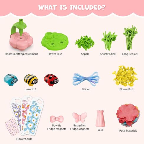 Xikbdu DIY Art Flower Toys ، Arts and Crafts Activity Kit للأطفال الذين تتراوح أعمارهم بين 3 و 12 عامًا ، باقة النسيج مع الضوء والموسيقى للطفل ، هدايا عيد ميلاد عيد الميلاد 3 4 5 6 7 8 9 10 11 12 سنة فتاة in Saudi Arabia