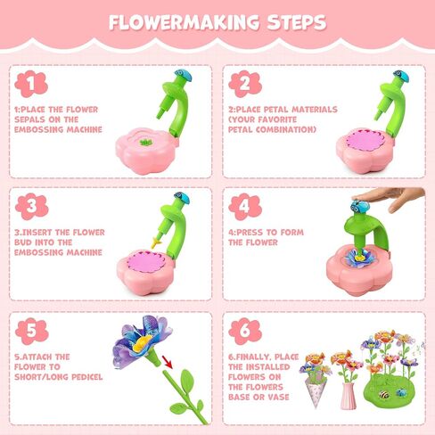 Xikbdu DIY Art Flower Toys ، Arts and Crafts Activity Kit للأطفال الذين تتراوح أعمارهم بين 3 و 12 عامًا ، باقة النسيج مع الضوء والموسيقى للطفل ، هدايا عيد ميلاد عيد الميلاد 3 4 5 6 7 8 9 10 11 12 سنة فتاة in Saudi Arabia