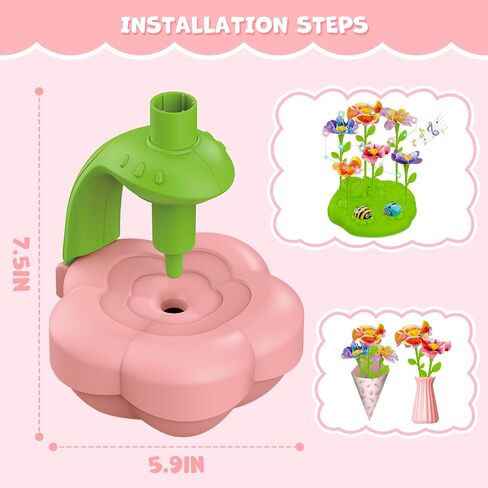 Xikbdu DIY Art Flower Toys ، Arts and Crafts Activity Kit للأطفال الذين تتراوح أعمارهم بين 3 و 12 عامًا ، باقة النسيج مع الضوء والموسيقى للطفل ، هدايا عيد ميلاد عيد الميلاد 3 4 5 6 7 8 9 10 11 12 سنة فتاة in Saudi Arabia