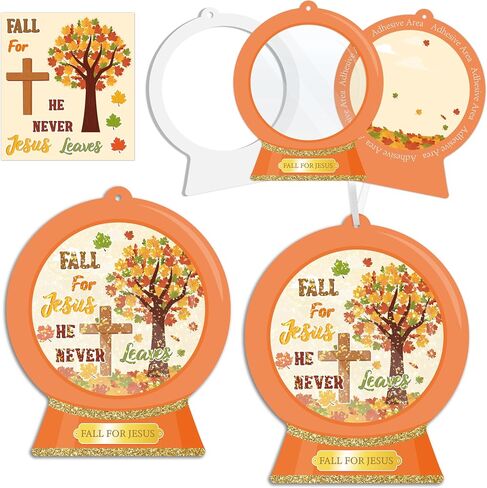 مجموعة Watinc Fall Snow Globe Craft - DIY Eva Fall Crystal Ball تهتز زخرفة معلقة مع حلقة السكر الترتر اللمعانية ، وورقة Cross يسوع شكر الحرفة لفئة المدرسة المنزلية (12 ٪) in Saudi Arabia