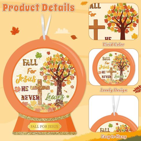 مجموعة Watinc Fall Snow Globe Craft - DIY Eva Fall Crystal Ball تهتز زخرفة معلقة مع حلقة السكر الترتر اللمعانية ، وورقة Cross يسوع شكر الحرفة لفئة المدرسة المنزلية (12 ٪) in Saudi Arabia