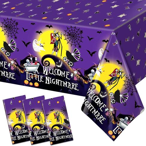 HigzYovn 3Pcs Welcome Little Nightmare Baby Shower Party Tablecloth Night Before Christmas Party Supplies Night Before Christmas Baby Shower Decorations in Saudi Arabia