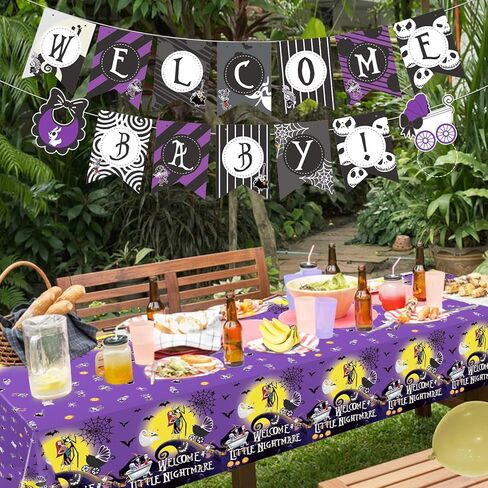 HigzYovn 3Pcs Welcome Little Nightmare Baby Shower Party Tablecloth Night Before Christmas Party Supplies Night Before Christmas Baby Shower Decorations in Saudi Arabia