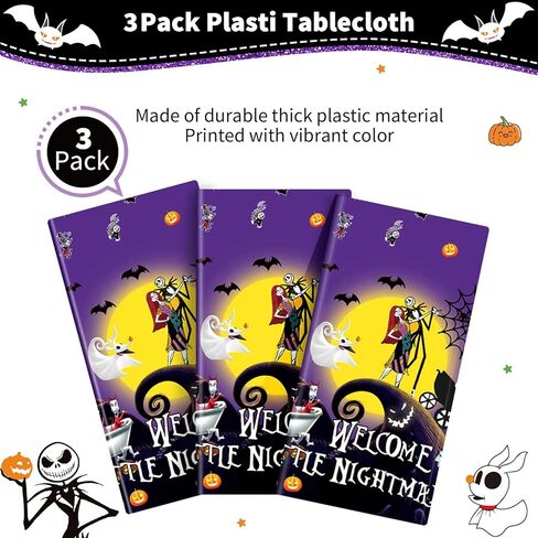 HigzYovn 3Pcs Welcome Little Nightmare Baby Shower Party Tablecloth Night Before Christmas Party Supplies Night Before Christmas Baby Shower Decorations in Saudi Arabia