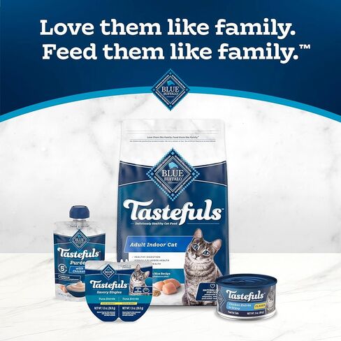 Blue Buffalo Tastefuls Wet Cat Food, Made with Natural Ingredients, Tuna and Chicken Flaked Entrées in Gravy, 3oz Cans, 4-Count Variety Pack Trial Size in Saudi Arabia