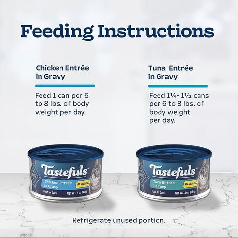 Blue Buffalo Tastefuls Wet Cat Food, Made with Natural Ingredients, Tuna and Chicken Flaked Entrées in Gravy, 3oz Cans, 4-Count Variety Pack Trial Size in Saudi Arabia