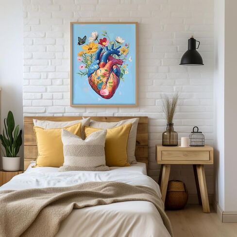 رئتي WRTCPOC Cross Cross Stitch Kits للبالغين المبتدئين أعضاء الزهور طقم التطريز مسبقًا مسبقًا 11ct ، مصنع بوهيمي DIY طقم تطريز طقم سهل الخياطة مجموعة المكاتب الطبية ديكور المنزل 16x20in in Kuwait